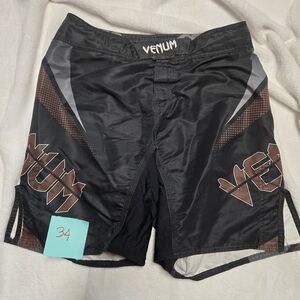 Venum Black MMA Fight Shorts with Brown Accents